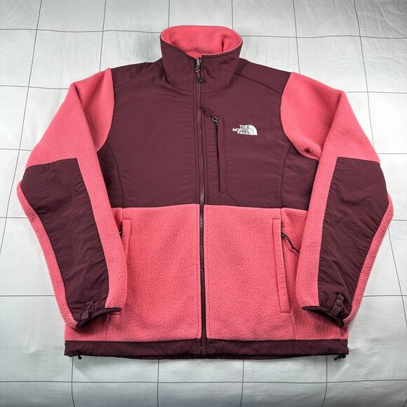 The North Face Jacket Womens Medium Pink Burgundy Denali Fleece Full Zip Warm - Picture 1 of 8